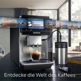 Automatische Espressomaschine Siemens EQ700 classic TP715D01, App-Steuerung, Cold Brew, intuitives Touch-Display, bis zu 10 individuelle Kaffeekreationen als Favoriten, automatische Dampfreinigung, 1500 W, silbergrau