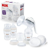 NUK Handmilchpumpen-Set, weiches Silikonkissen, 2 perfekt kombinierte Flaschen, 150 ml Zubehör Essen und Stillen Bebe Naty Shop Handmilchpumpen-Set