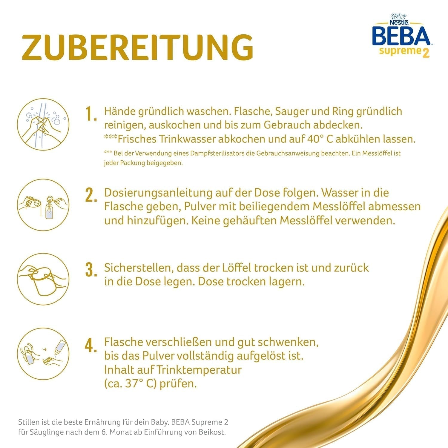 BEBA SUPREME 2 Folgemilch nach 6 Monaten, nur Laktose, palmölfrei, 6er Pack (6 x 800g) Naty Shop