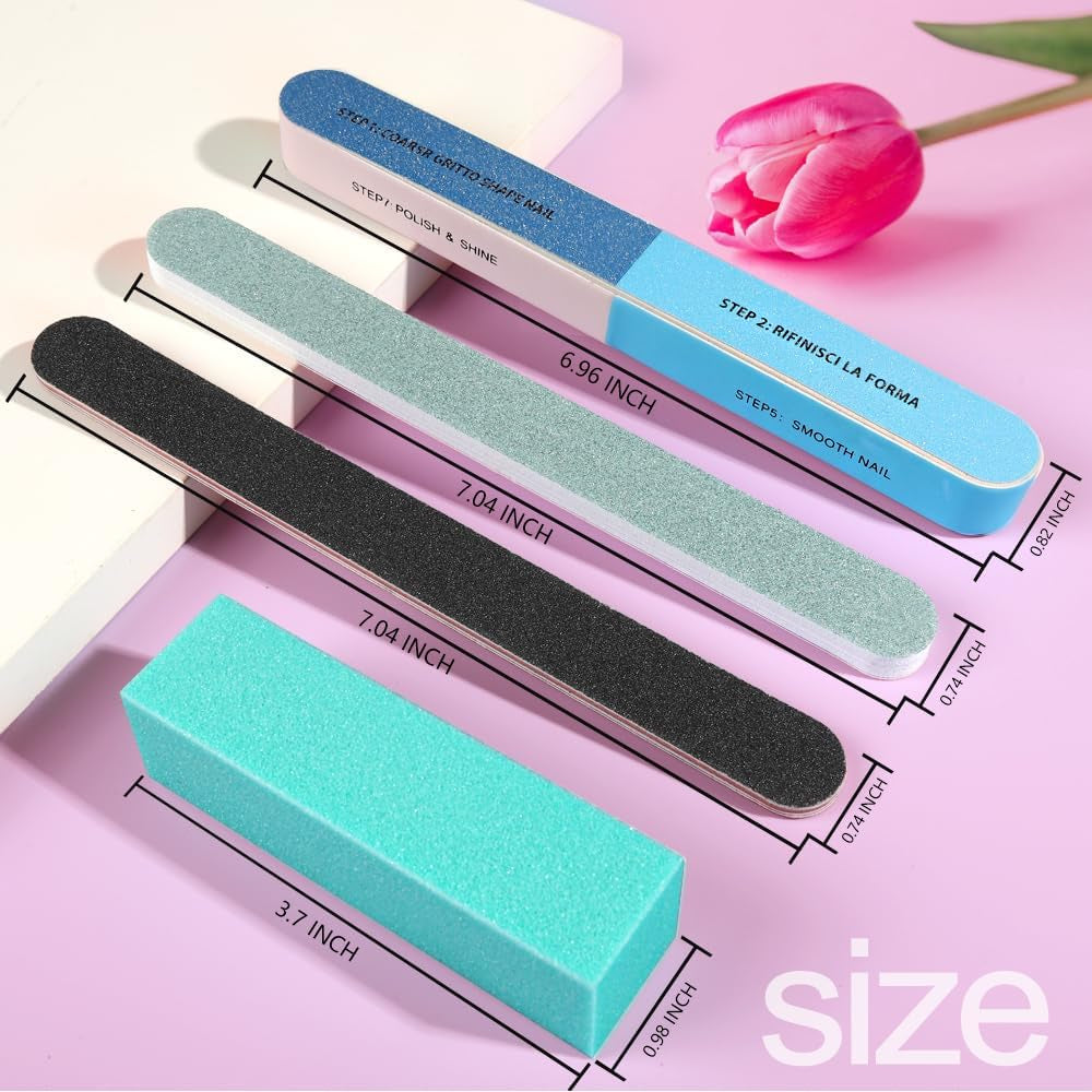FANDAMEI 20 Stücke Buffer Für Nagel, Nagelfilen Für Gelnägel, Profi Nagelfeile 100/180, Polierfeile Fingernägel, Filen Für Gelnägel, Maniküre & Pediküre Set