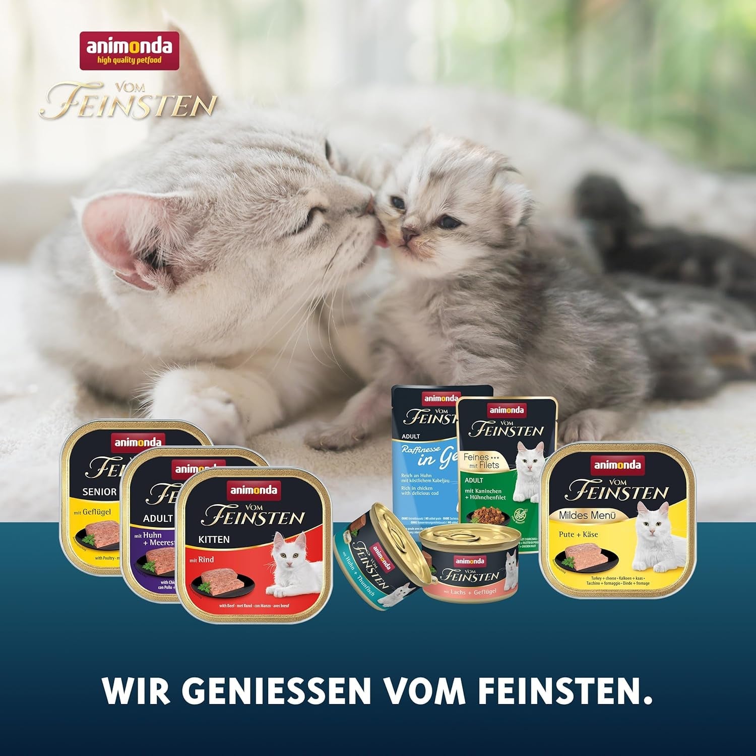 animonda Vom Feinsten Kitten Sorte für Kätzchen (32 x 100 g), getreide- und zuckerfreies Nassfutter für junge Katzen mit 100 % frischen und fleischigen Zutaten.
