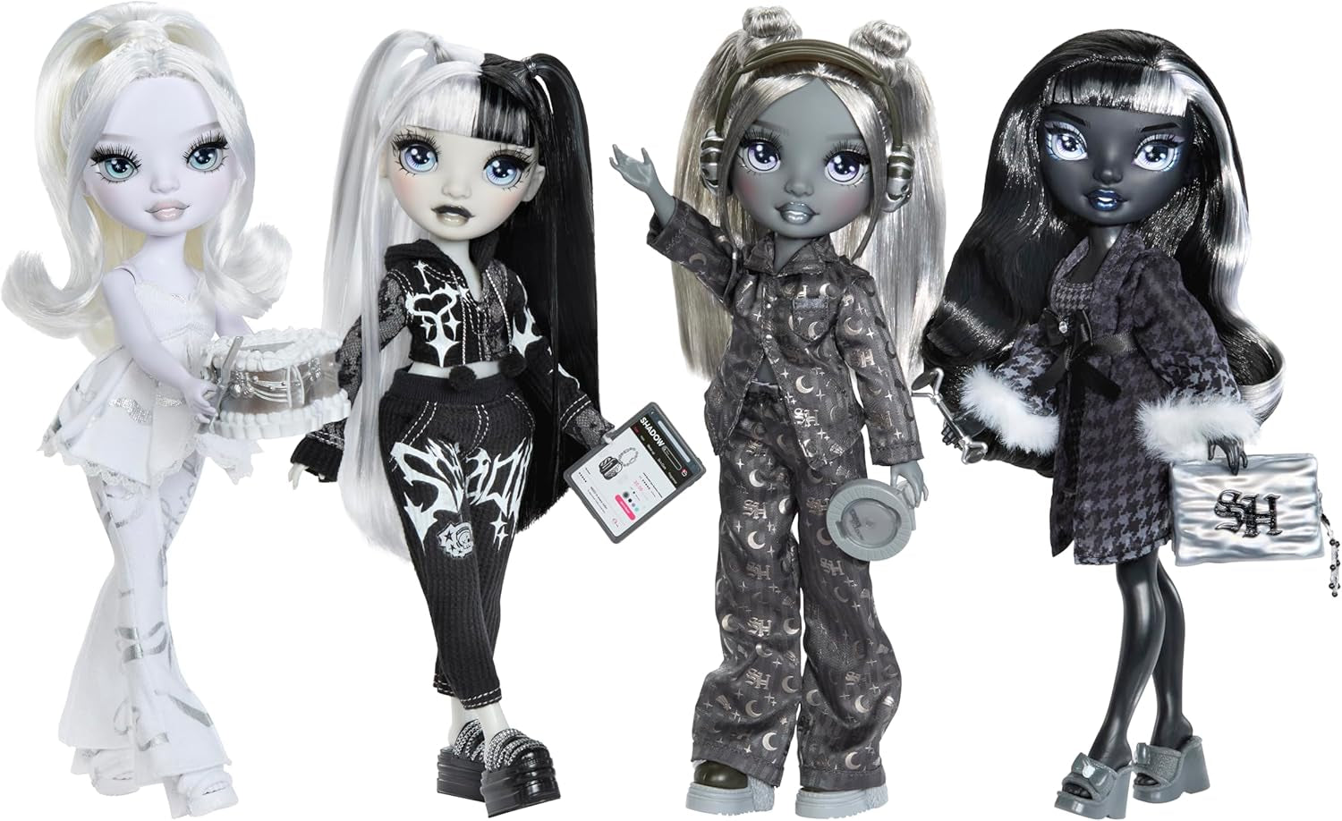 Rainbow High Shadow High Mädchennachtpuppe – Natasha Zima – 28 cm große Modepuppe in Grautönen, weißem Haar und silbernem Outfit mit Accessoires und Kamm – Für Sammler und Kinder ab 6 Jahren