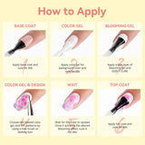 Makartt Blooming Gel-Nagellack – 15 ml Blooming Gel-Nagellack-Verlängerung mit Marmorfarbe, Gelfarbe, DIY-Maniküre-Nageldesigns, Blumen, Tiere, Aquarell, magisches Maniküre-Set