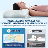 Cloudétoile Nackenkissen Memory-Schaum-Kissen – 2-in-1 ergonomisches orthopädisches Kissen, Visco-Schaum-Kissen, Seitenschläfer-Nackenstützkissen, höhenverstellbares Memory-Schaum-Kissen, weiß, 64 x 38 x 12 cm, orthopädische Nackenkissen, Naty Shop