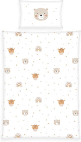 Herding Babybest Little Friends Winterbettwäsche, Kopfkissenbezug 40 X 60 Cm Mit Hoteleinschlag, Bettbezug 100 X 135 Cm, Mit Zwießwerf, 100% Baumwolle/Flanell, Weiß, Twin Naty Shop Default Title