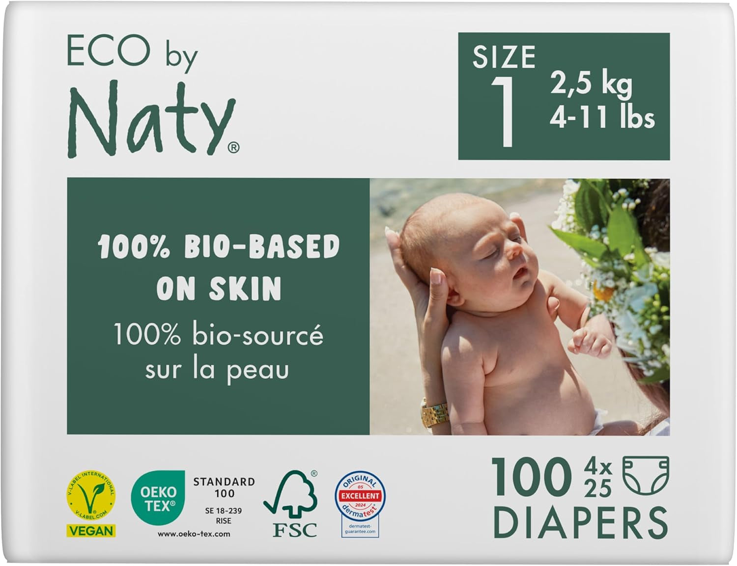 Eco Diapers Eco by Naty Baby Eco Diapers – hochwertige Bio-Windeln, umweltfreundlich, aus pflanzlichen Materialien, ideal für empfindliche Babyhaut (Größe 5 – 80 Stück)