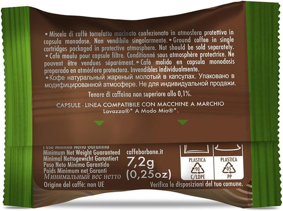 Caffè Borbone Don Carlo Dek Entkofeinierte Kaffeemischung – 50 Kapseln – kompatibel mit Lavazza®* A Modo Mio®* Haushalts-Espressomaschinen