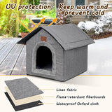 Katzenhaus Outdoor Winterfest, Katzenhöhle, Hundehöhle mit abnehmbarem Plüschkissen, Wasserdichter Wetterfester, Hundehütte Indoor, Hundehaus für Drinnen/Indoor 35x30x35cm (Grau, S)