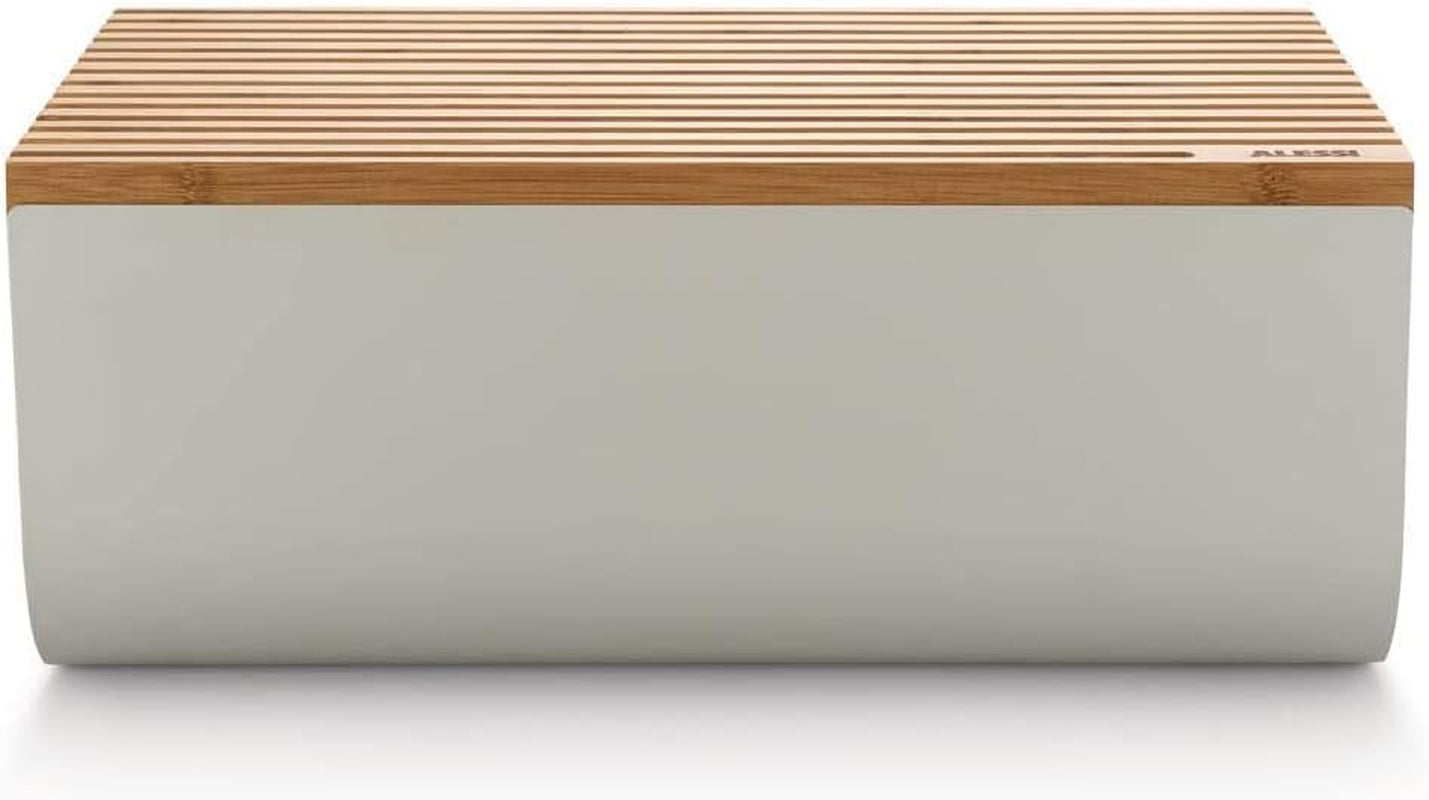 Alessi Mattina BG03 WG – Brotkorb aus Edelstahl mit Epoxidharz und Bambusholz, warmes Grau. Aufbewahrungsboxen für Lebensmittel, Naty Shop