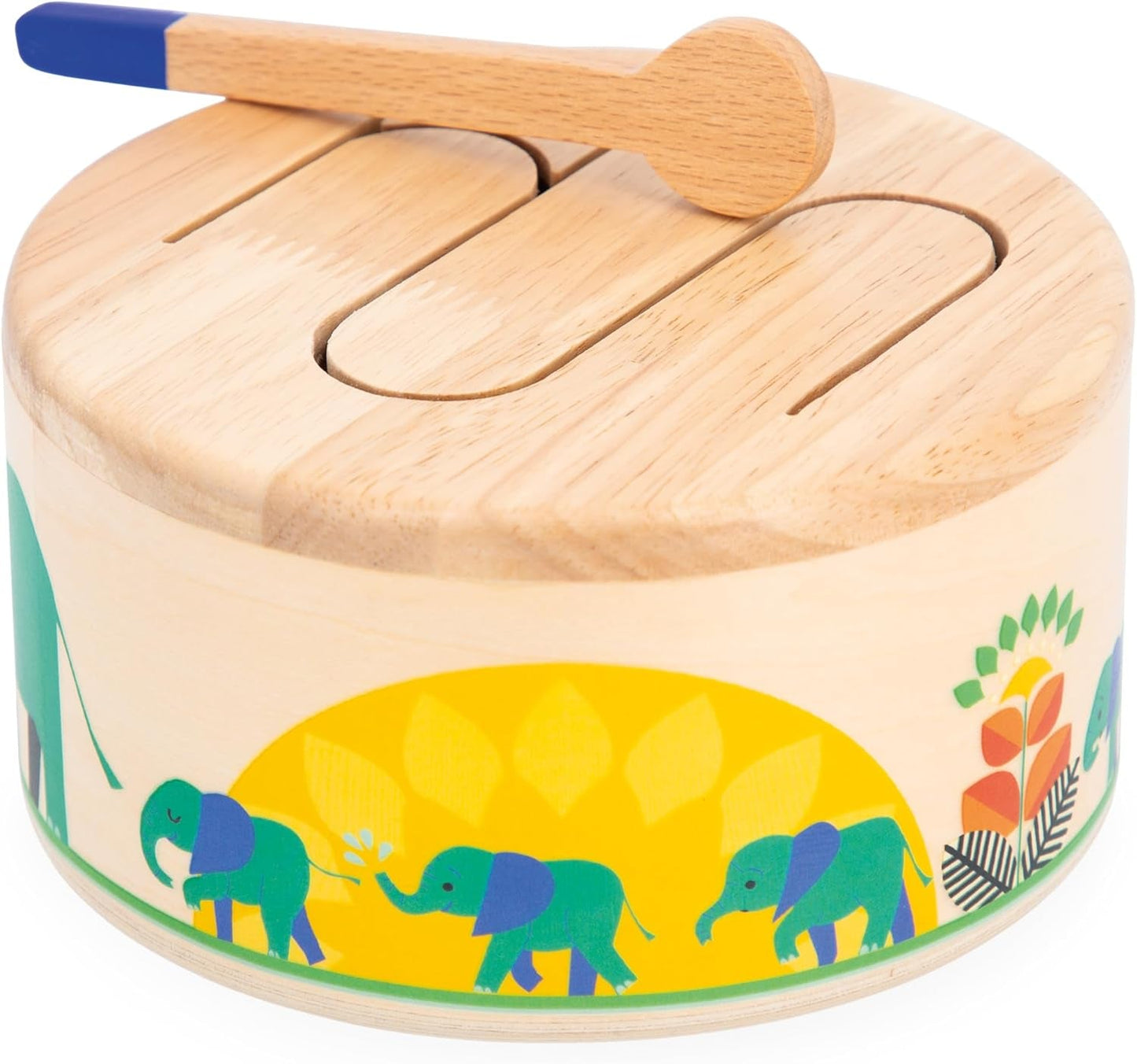 Janod - Gioia Drum - FSC-Holztrommel + Trommel - Rollenspiel und musikalische Früherziehung - Aquarell - Ab 18 Monaten, J07650 Bebe Toys Naty Shop