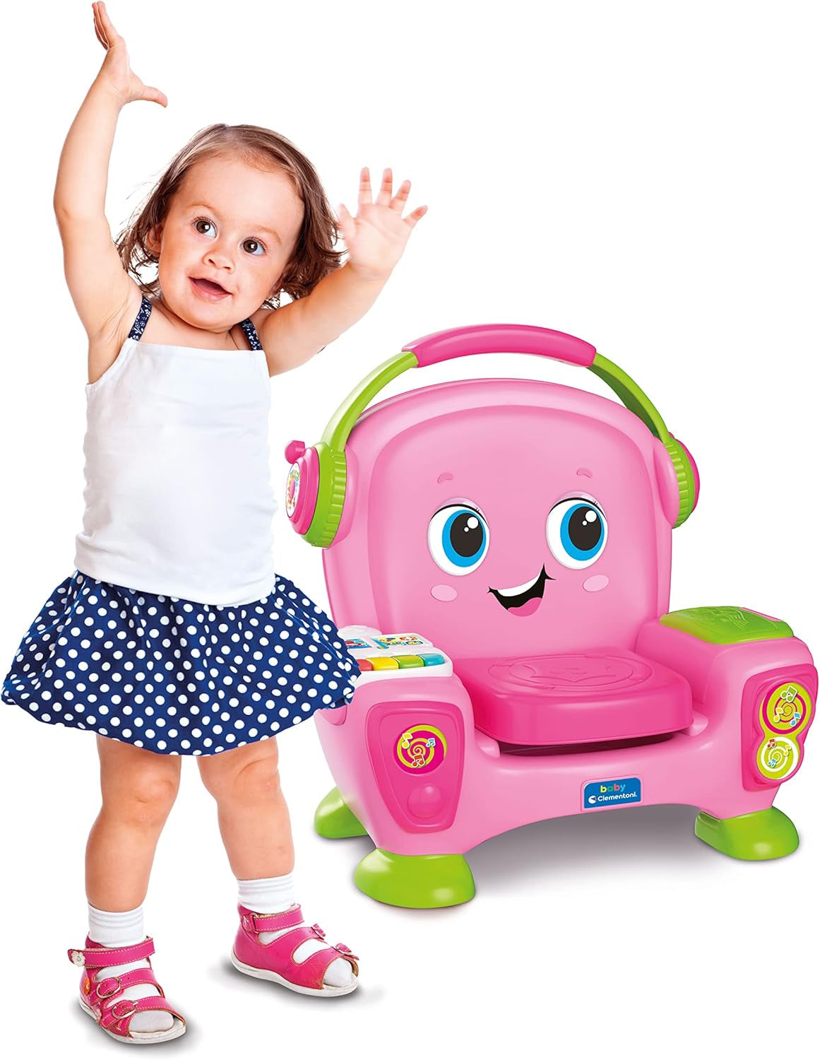 Clementoni 17755 Singsessel mit rosa Klang und Tanz – interaktiver und multifunktionaler Sessel für Kinder auf Italienisch, Spielzeug 1 Jahr – Made in Italy, mehrfarbig Toys Bebe Naty Shop