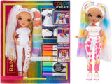 Rainbow High Color & Create DIY Modepuppe – Grüne Augen, Zopfe, extra Top & Schuhe, abwaschbare Regenbogenstifte – Ausmalen, Gestalten, Spielen, Auswaschen – für Kinder von 4-12 Jahren und Sammler