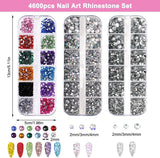 4600 Stück Strasssteine ​​​​Für Nägel, Nagel Glitzersteine ​​​​3 Verschiedene Stil Flache Nagel Gems Nägel Steine ​​​​Kleine Nagel Steinchen Mit Pinzette Und Strass Picker Dotting Pen Für Nägel/Kleidung/Handwerk