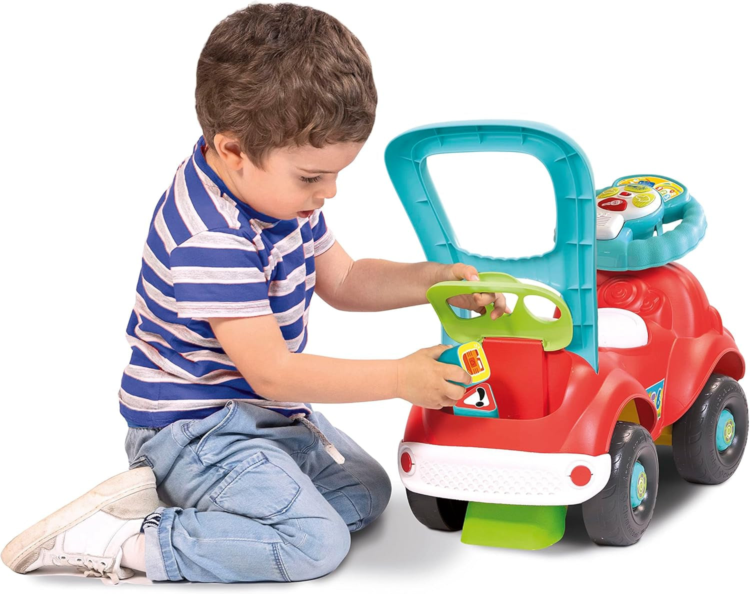 Clementoni – 17747 – Nicolò Go Go 3 in 1 – Reitauto, elektronischer Lernlautsprecher, erste Schritte, Lichter und Geräusche, Spiel für 1-Jährige – Made in Italy Bebe Toys Naty Shop