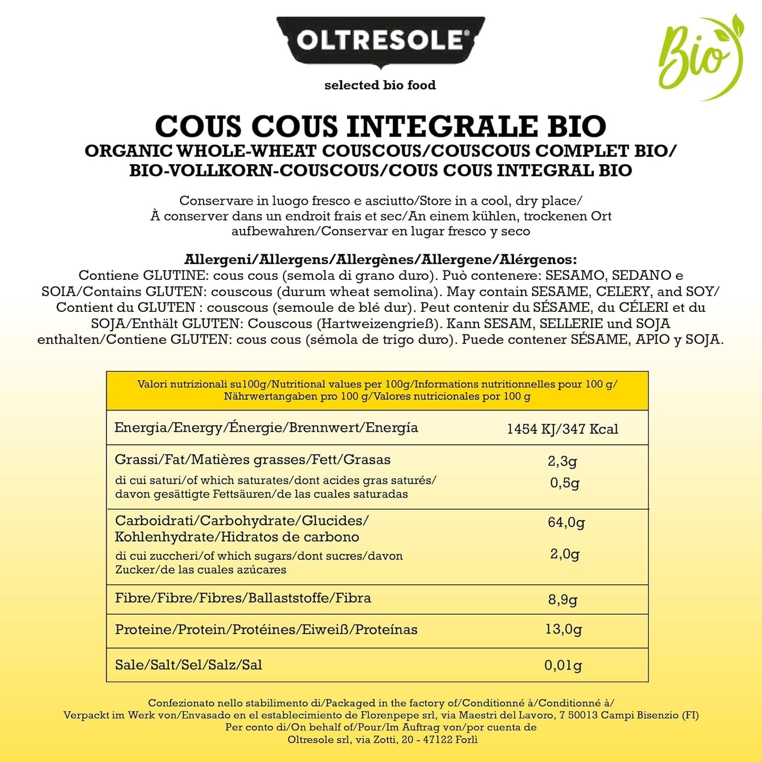 Bio-Vollkorn-Couscous 5 kg, Bio-Vollkorn-Hartweizenmehl, ideal für gesunde Vorspeisen und Beilagen, praktische Größe