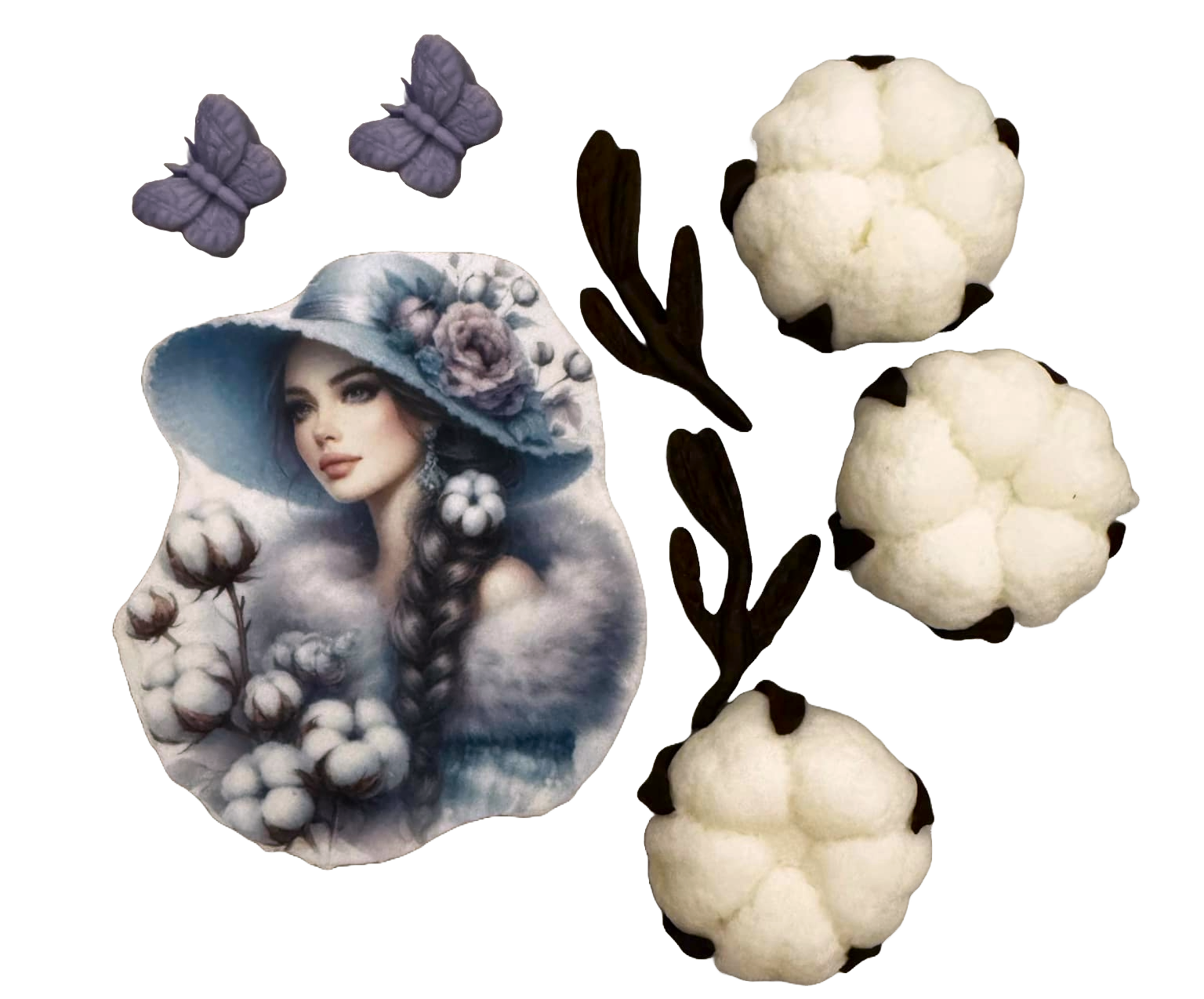 Set mit 8 essbaren Dekorationen aus Zuckerpaste, Beautiful Lady Sugar Paste Decorations Nati Shop