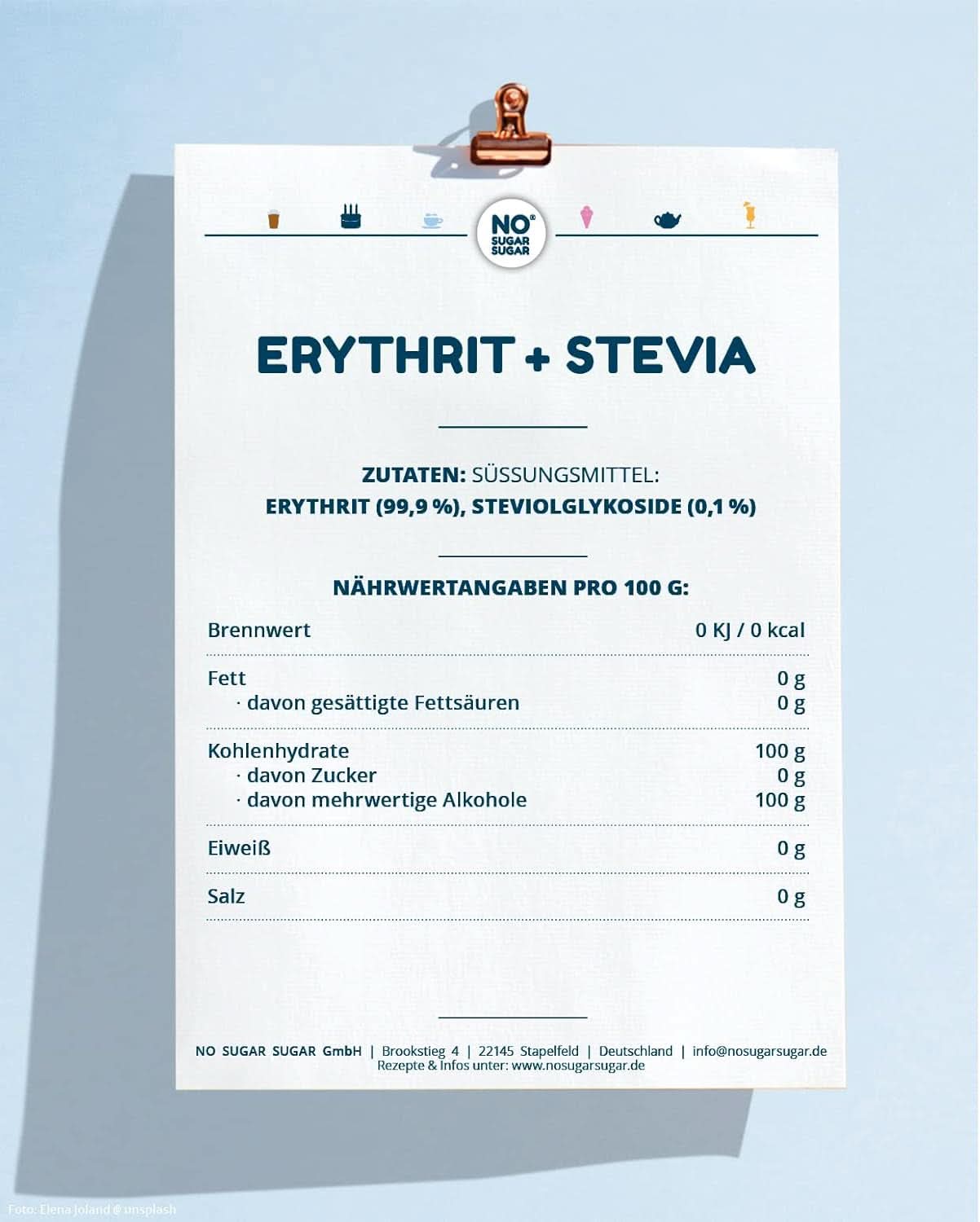 OHNE ZUCKER, Erythrit + Stevia Natürlicher Zuckerersatz ohne Kalorien 1:1 Süße im Vergleich zu Zucker, ohne Geschmack, 4,5 kg Süßstoffe Naty Shop