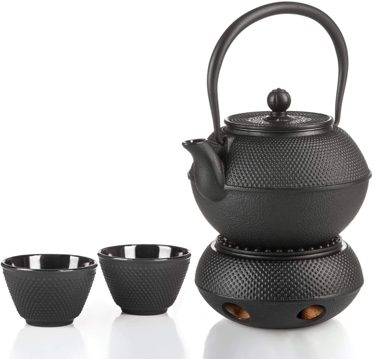 Dimono traditionelles Teeservice aus Gusseisen: Teekanne, Stövchen und 2 Teetassen