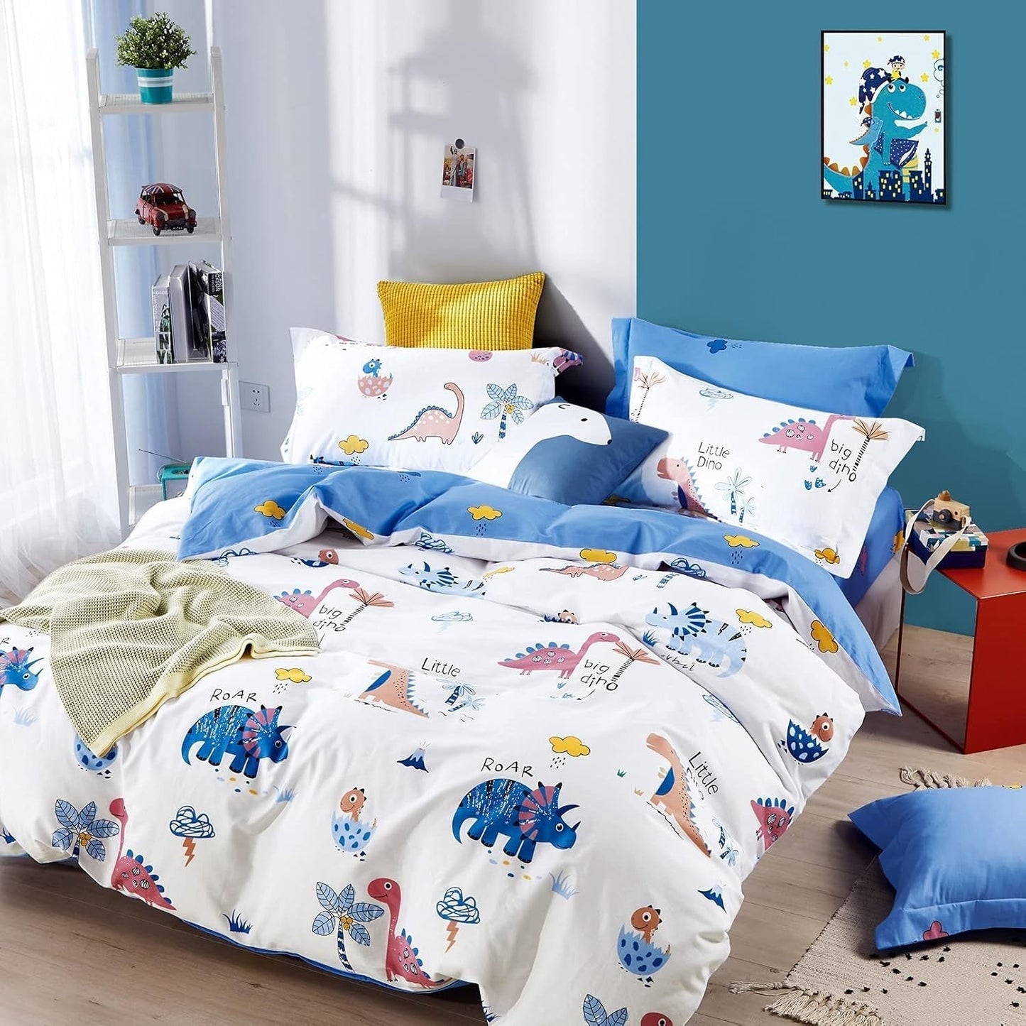 Bettwäsche für Kinder, Unisex, Dinosaurier, Baumwolle. Bettwäsche – Kinder Naty Shop Modell A 135 x 200 cm + 80 x 80 cm