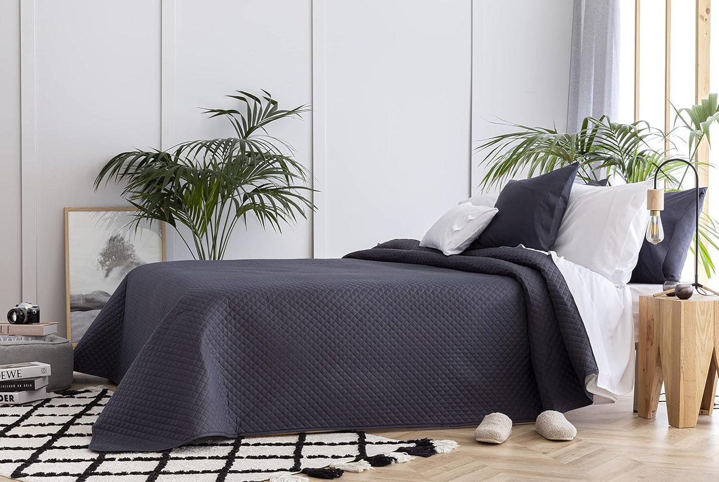 Todocama Fine Boutique Tagesdecke mit Rautenmuster Frühling Sommer Herbst Winter 100 % extra weiche Mikrofaser Multifunktionale Tagesdecke 105–200 x 260 cm Beige Betten und Decken Besuche den Todocama-Store Dunkelgraue Cama 105–200 x 260 cm