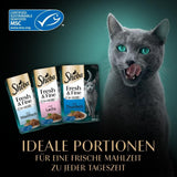 Sheba Portionsbeutel Nassfutter für Katzen, Multipack Fresh & Fine in Gelee mit MSC Thunfisch und Lachs, 6x6x50g - Gesunde Mahlzeiten für Katzen mit Gelee