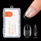 Modelones Nagelspitzen 216-teilig – Nagelspitzen-Set mit vollständiger Abdeckung, weiches Gel-Spitzen-Set, vorpolierende PMMA-Harz-Nagelspitzen, DIY-Kleber auf künstlichen Nägeln für Nagelkunst, kurze Mandeln XS