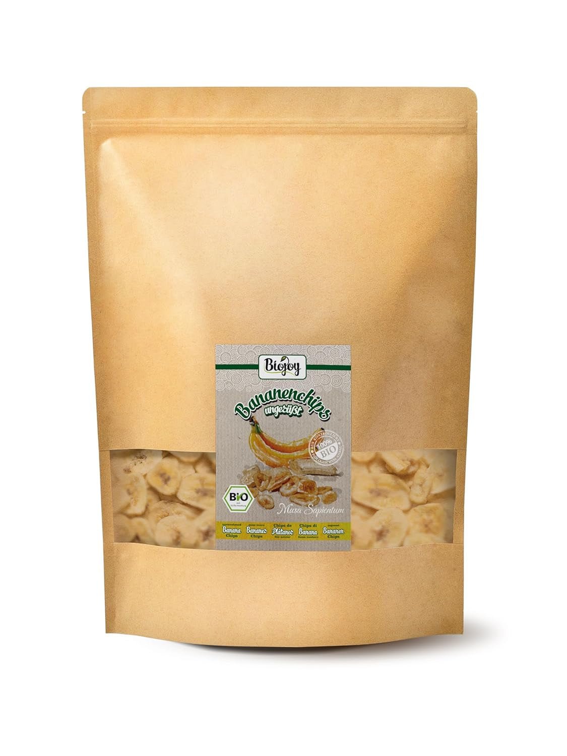 Biojoy Bio-Bananenchips (500 g), trocken und ungeschwefelt Naty Shop dehydrierte Produkte 1 kg (1 Packung)