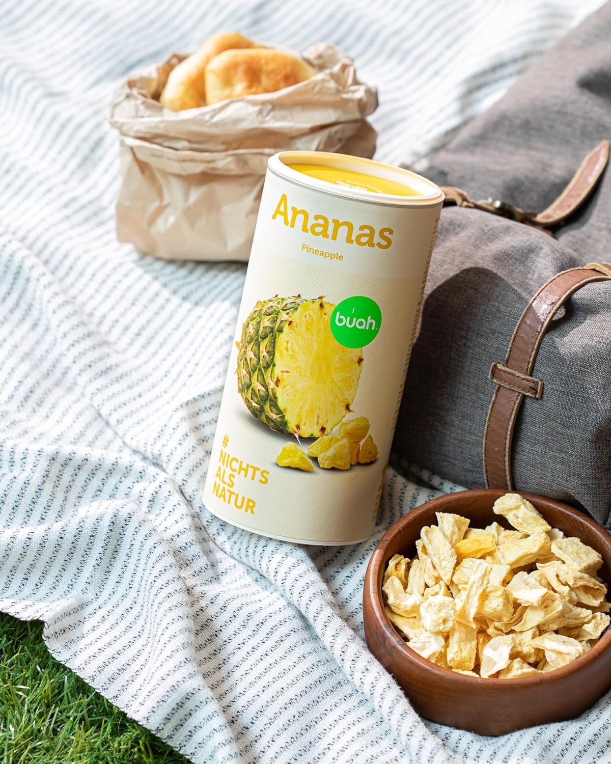 BUAH® Gefriergetrocknete Ananas | Ananaschips als Snack oder für Müsli und Desserts | Idealer Ersatz für Süßigkeiten | Vegan und ohne Zuckerzusatz | 100 % gefriergetrocknete Früchte | 200 g dehydrierte Produkte von Naty Shop