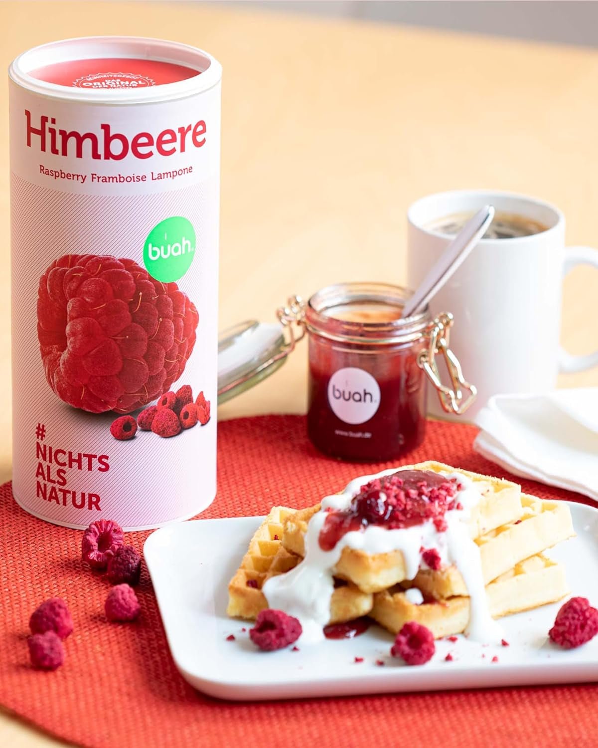 BUAH® Bio gefriergetrocknete Himbeere | Himbeerchips als Snack, für Müsli und Desserts | idealer Ersatz für Süßigkeiten | vegan und ohne Zuckerzusatz | 120g dehydrierte Produkte von Naty Shop
