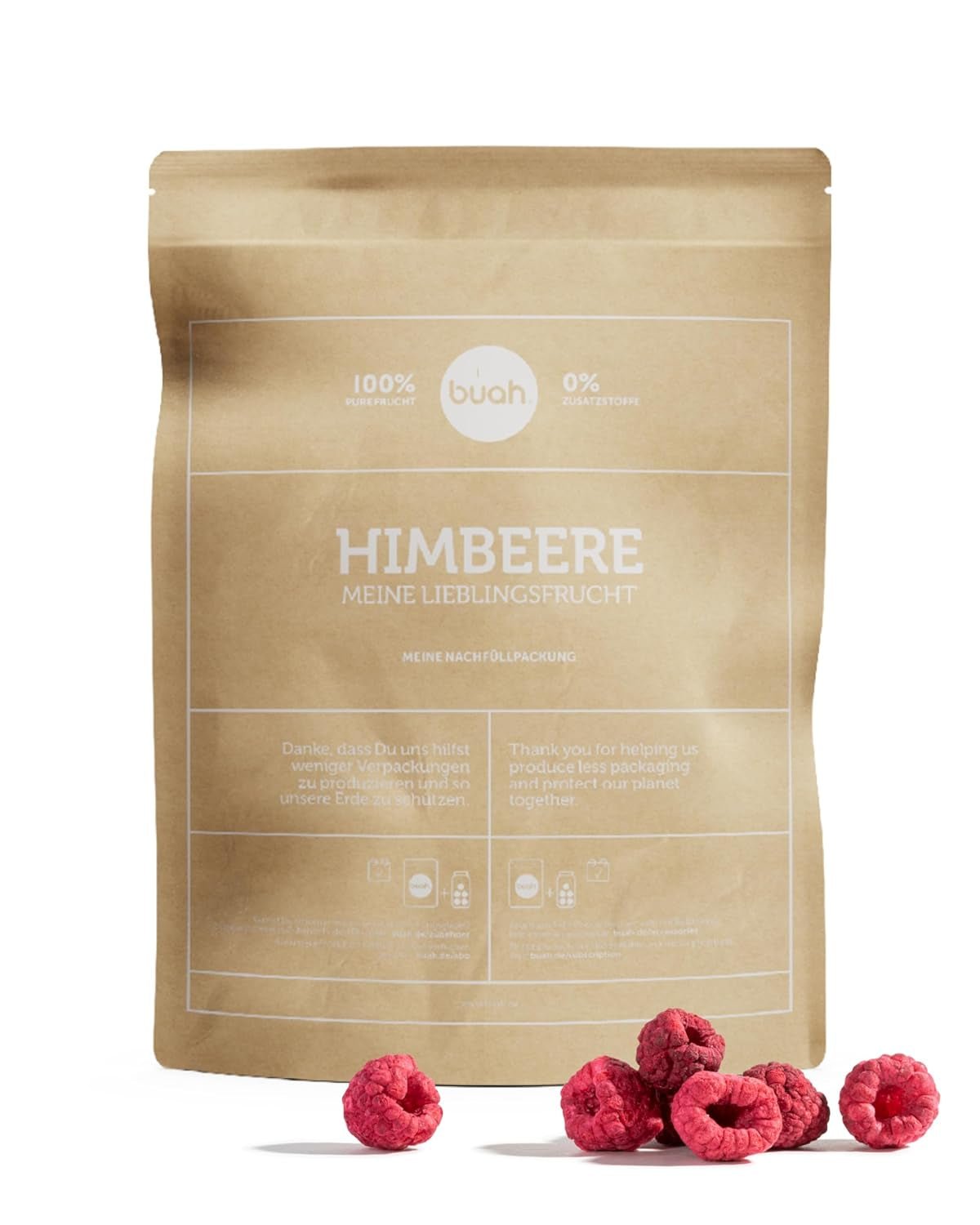 BUAH® Bio gefriergetrocknete Himbeere | Himbeerchips als Snack, für Müsli und Desserts | idealer Ersatz für Süßigkeiten | vegan und ohne Zuckerzusatz | 120g Naty Shop dehydrierte Produkte 224 G
