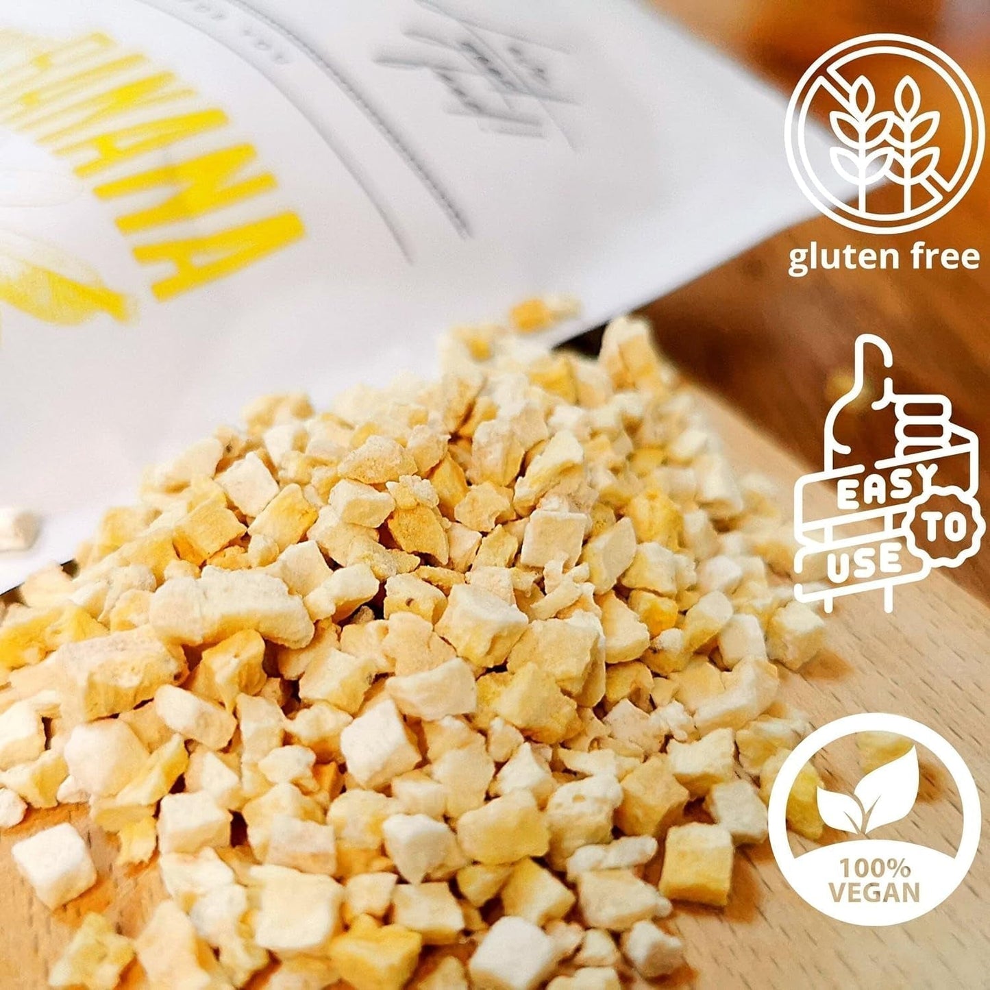 Gefriergetrocknete Bananenstücke | Getrocknete Bananen ohne Zucker | Gefriergetrocknete Bananen Bananen mit Trockenfrüchten | Frische gefriergetrocknete Bananen | Bananenstücke mit gefriergetrockneten Früchten Naty Shop dehydrierte Produkte