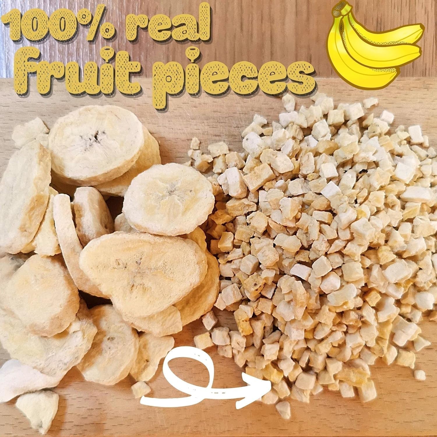 Gefriergetrocknete Bananenstücke | Getrocknete Bananen ohne Zucker | Gefriergetrocknete Bananen Bananen mit Trockenfrüchten | Frische gefriergetrocknete Bananen | Bananenstücke mit gefriergetrockneten Früchten Naty Shop dehydrierte Produkte