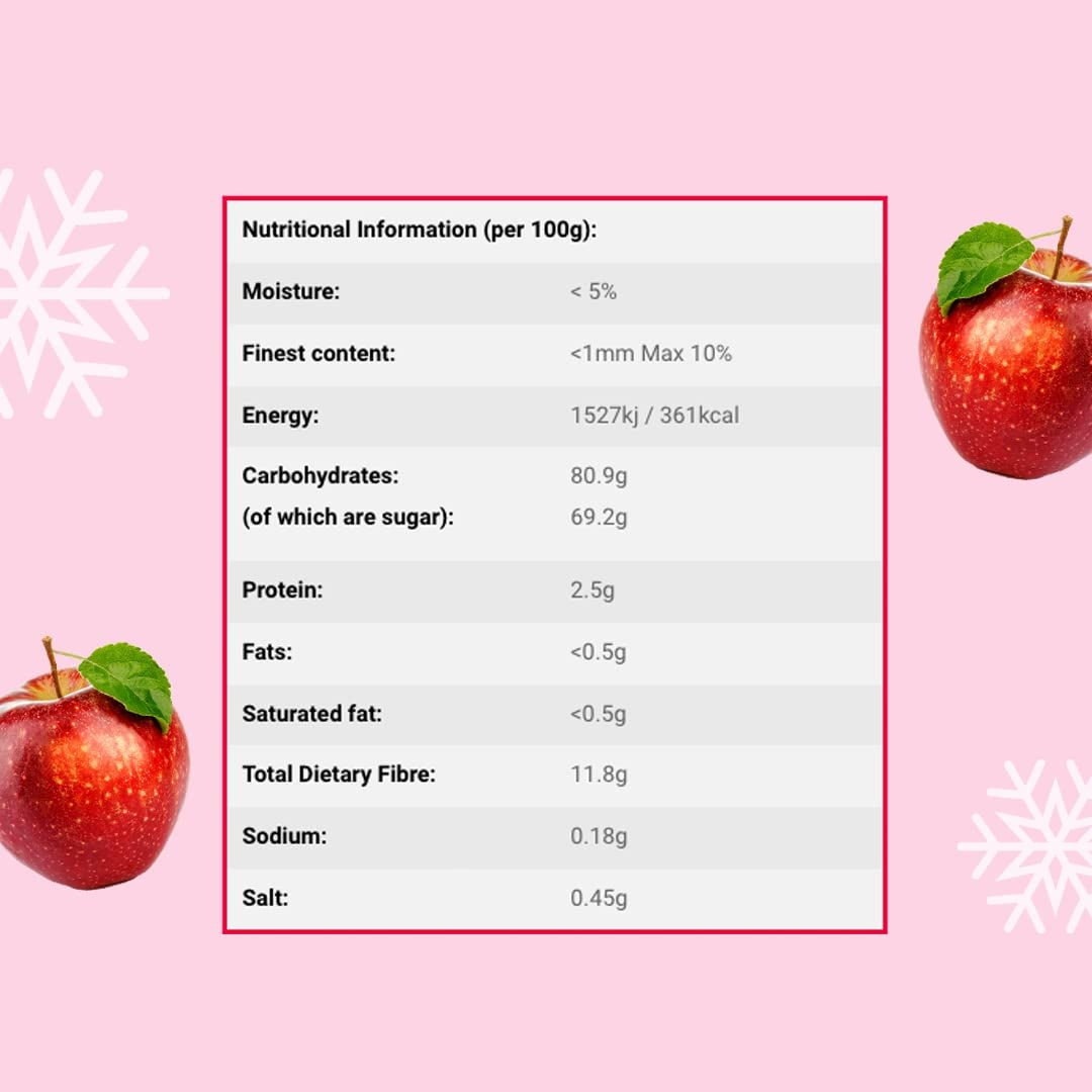 Gefriergetrocknete Apfelstücke 100g - Gefriergetrocknete Früchte - Gefriergetrocknete Trockenfrüchte - Getrocknete Äpfel - Perfekt zum Backen, Dekorieren von Kuchen, Snacks, Müsli und Desserts. Dehydrierte Produkte Naty Shop
