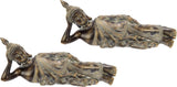 Buddha Figur meditieren sitzend Statue Figuren Skulptur Büste Statue Ornament Buddha Figur Feng Shui Deko Garten Terrasse Balkon Deko Buddha Statue Wohnaccessoire Buddha Skulptur Gartenfigur Statuetten und Skulpturen Naty Shop Grau/Braun Liegend