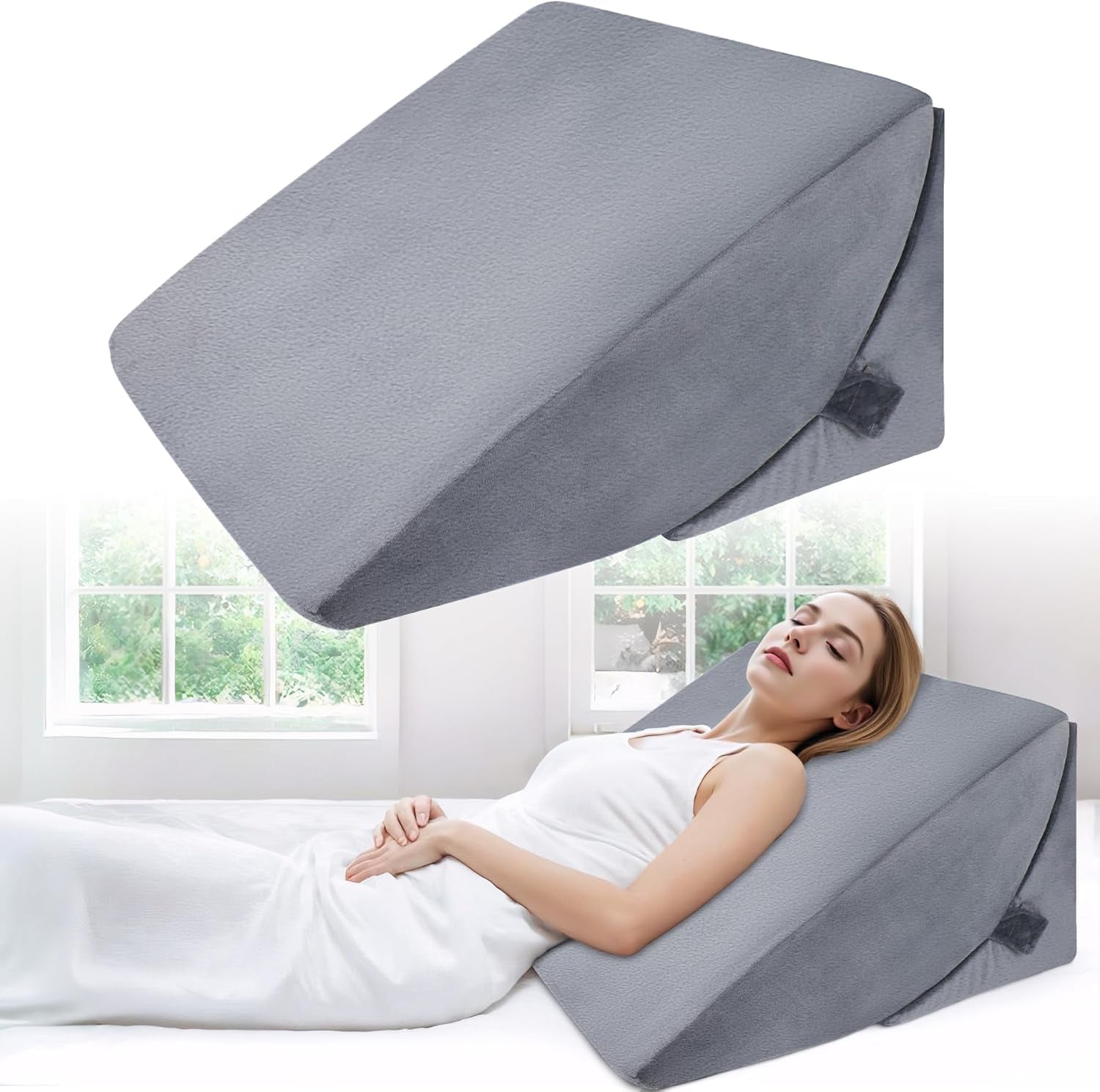 Verstellbares Federkissen aus hochdichtem Schaumstoff, ergonomisches Rückenkissen für Bett und Sofa, Anti-Reflux-Lesekissen zum Schlafen, Spielen, Fernsehen (schwer)