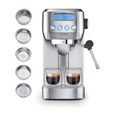 CASO EspressoGourmet Crema – Siebträger-Espressomaschine mit Milchaufschäumer, Espresso, Cappuccino, Edelstahl-Siebträger, ULKA 20-bar-Pumpe, Kaffeemaschine, gemahlener Kaffee, ESE-Kapseln