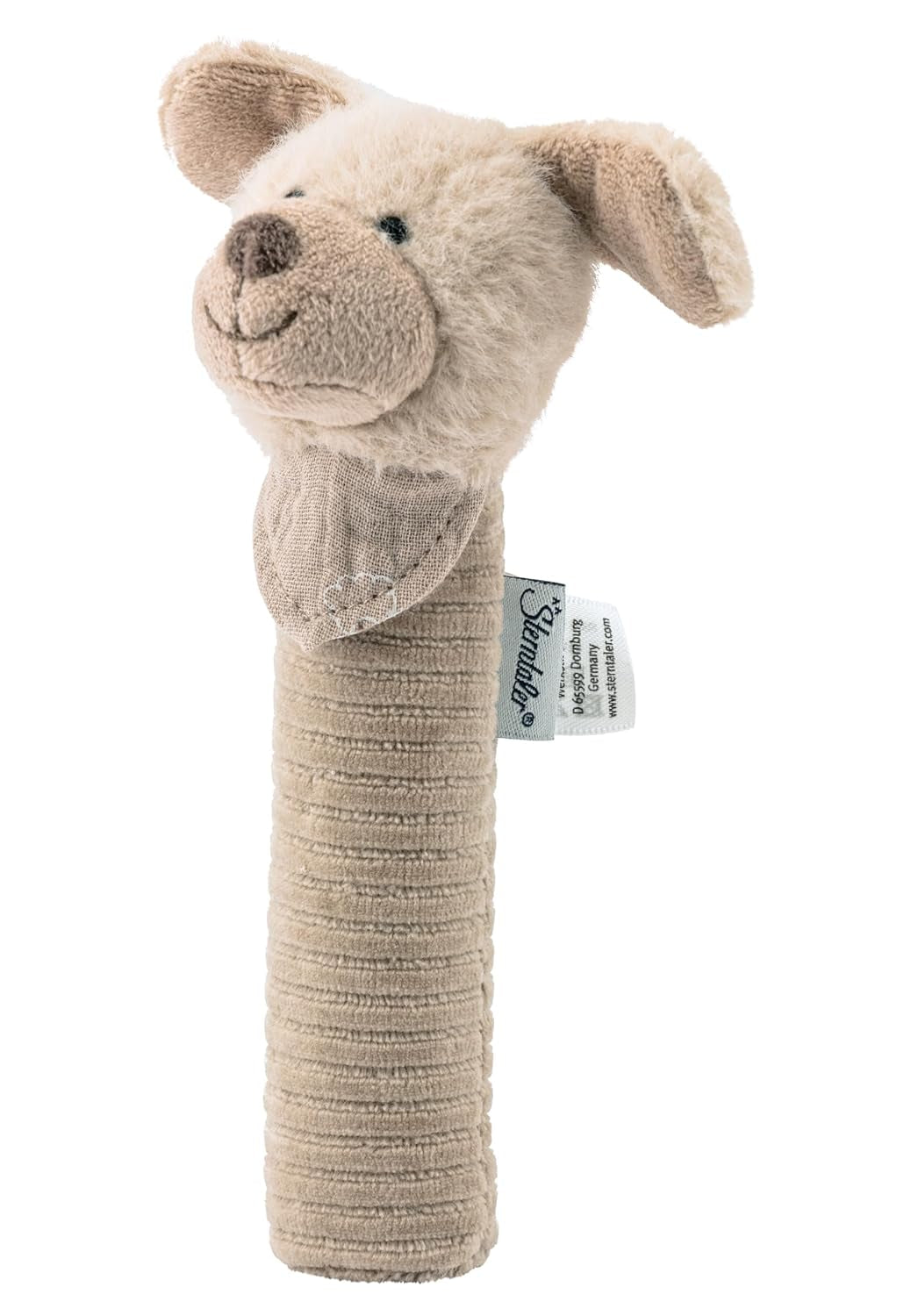 Sterntaler Baby Quietschehund Lucky – Babyspielzeug aus weichem, flauschigem Material mit Kordel – Fangspielzeug für Kinder – Erste Fang- und Spielversuche, grau-beige Bebe Toys Naty Shop Standardtitel