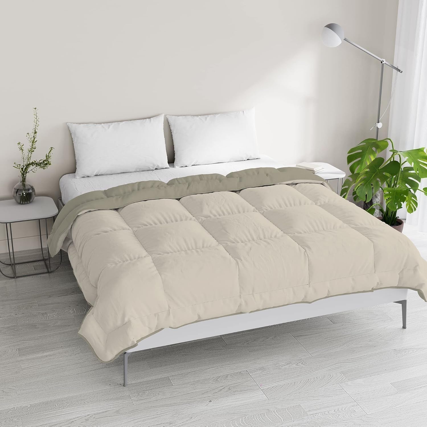 Italienische Bettwäsche, Winterdecke, Taupe/Creme, 250 x 200 cm. Steppdecken und Steppdecken Naty Shop