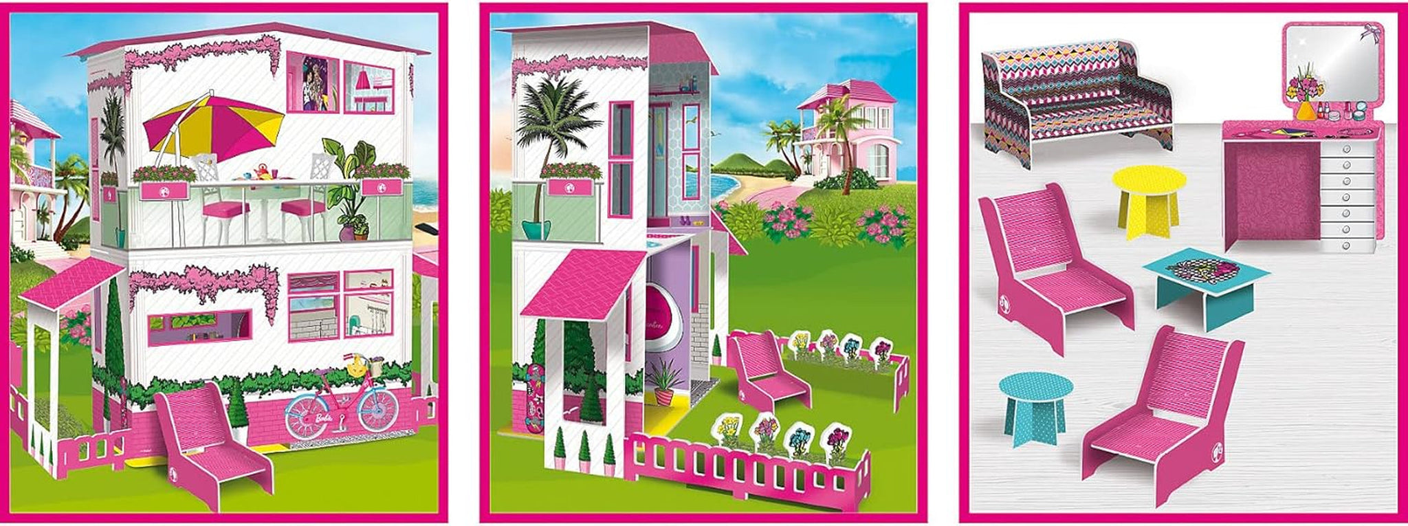 Lisciani – BARBIE-Puppenhaus – Barbie-Traumvilla auf zwei Etagen – 3D-Haus zum Bauen, Dekorieren und Gestalten – kreatives Bastel- und Konstruktionsspielzeug für Kinder ab 4 Jahren. Puppenhäuser Naty Shop