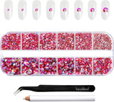 Beadsland 2500 Stück Glas Nailart Strasssteine ​​​​Kristall Flatback Edelsteine ​​​​Runde, ​​Für Handwerk Gemischt 8 Größen SS4 ~ SS30 Mit Picking Pinzette Und Stift (Kristall Weiß)