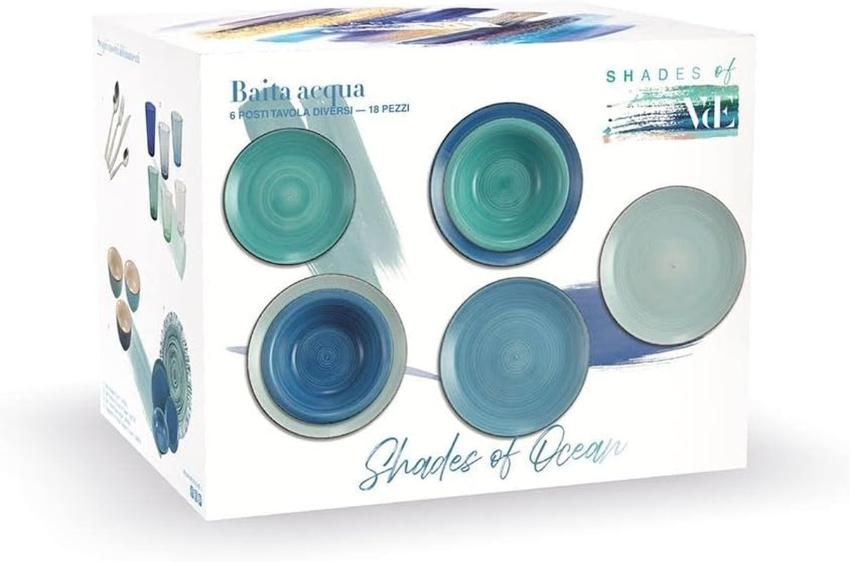 VDE 1996 Baita Acqua Ocean 5907301 Tafelservice aus Steingut, 18-teilig