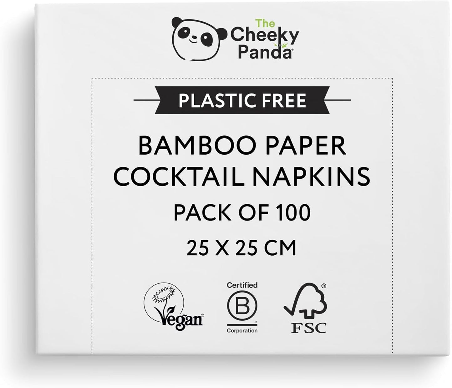 Die Cheeky Panda Bambus-Cocktailservietten | weiße Servietten 100 Stück Papierservietten