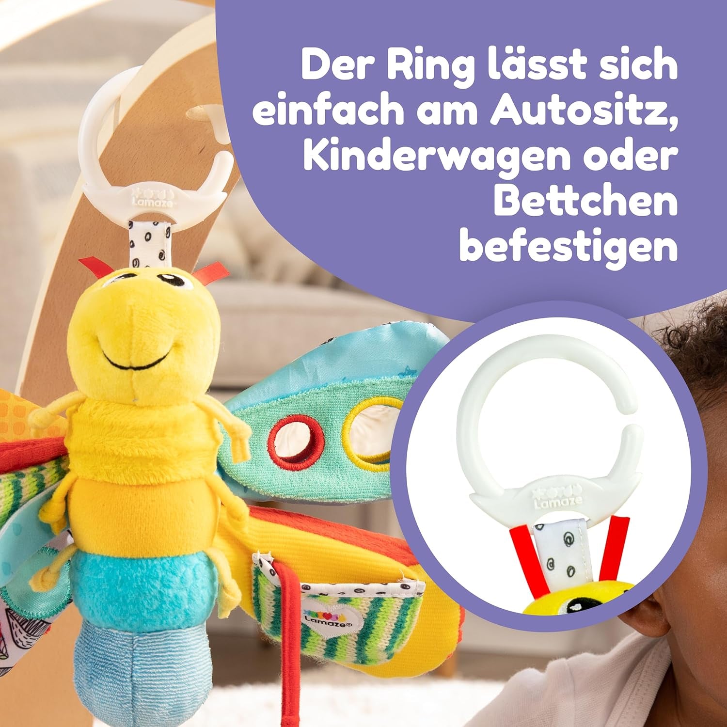 Lamaze Babyspielzeug „Freddie das Glühwürmchen“ Clip & Go, hochwertiges Spielzeug für Kleinkinder, Griffanhänger zur Stärkung der Eltern-Kind-Beziehung, ab 0 Monaten, mehrere Farben Bebe Toys Naty Shop