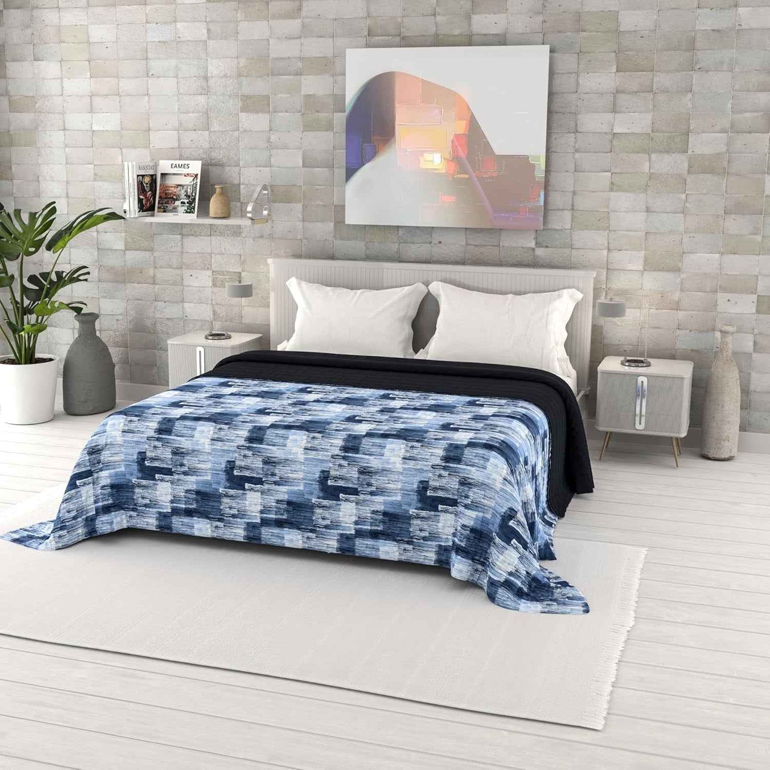 Fantasiebedruckte Sommerdecke, Polyesterfüllung, Blütenblätter, 260 x 270 cm. Steppdecken und Steppdecken Naty Shop Paint 260 x 270 cm