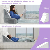 Großes Lesekissen mit Griffstange, hochdichtem Schaumstoff, ergonomischem Rückenkissen, Armlehnen, Nackenstütze und Kopfstütze, Liegesitzkissen zum Schlafen, Spielen, Fernsehen, für Bett und Sofa