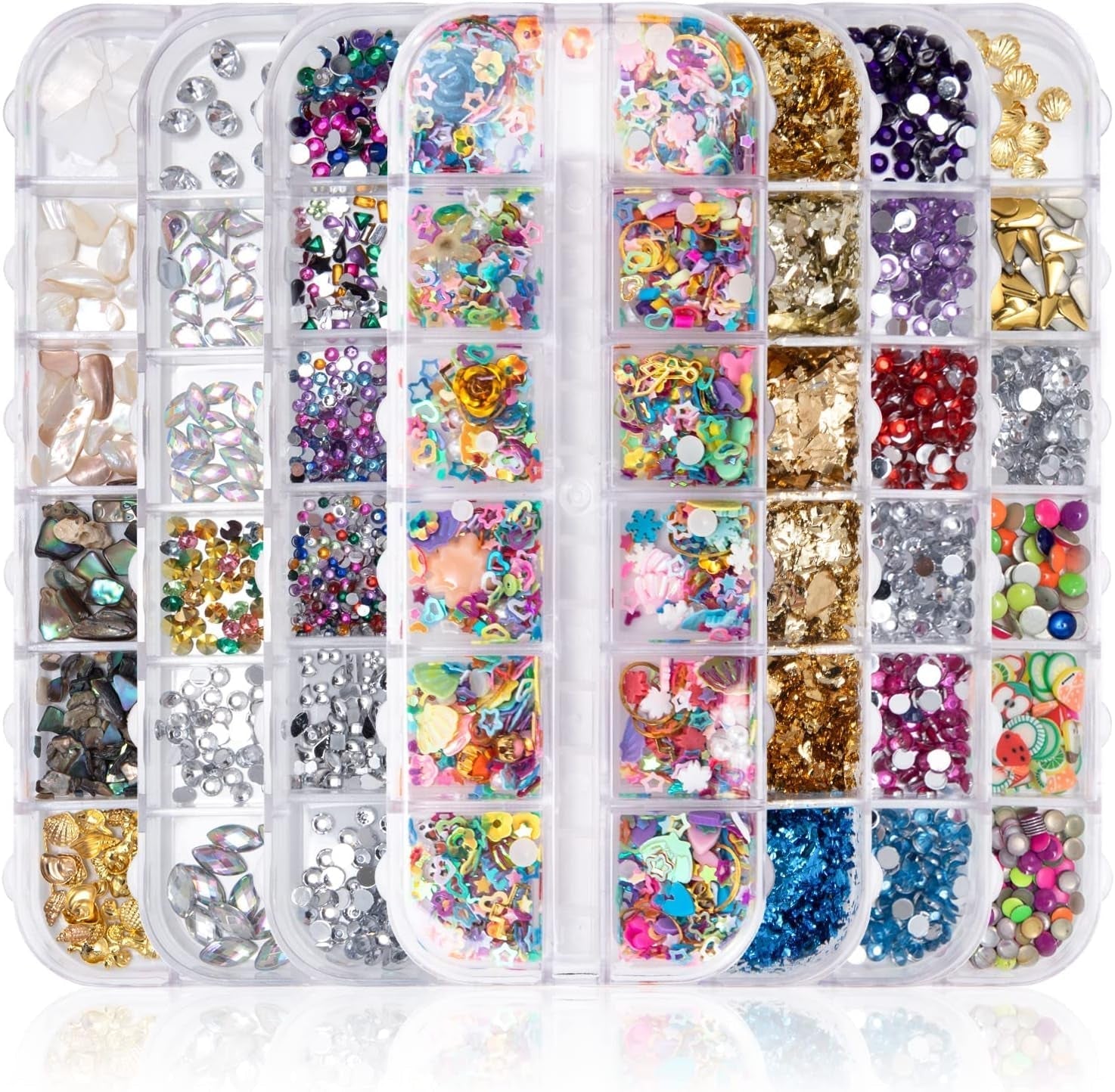 7 Boxen Strasssteine ​​​​Nägel, Nail Art Kit Strass Nagelglitzer Paillettes Nagel-Edelsteine ​​Kristalle Perlen Diamanten Metall Nieten Für DIY Dekoration Nageldesign (Multicolor)