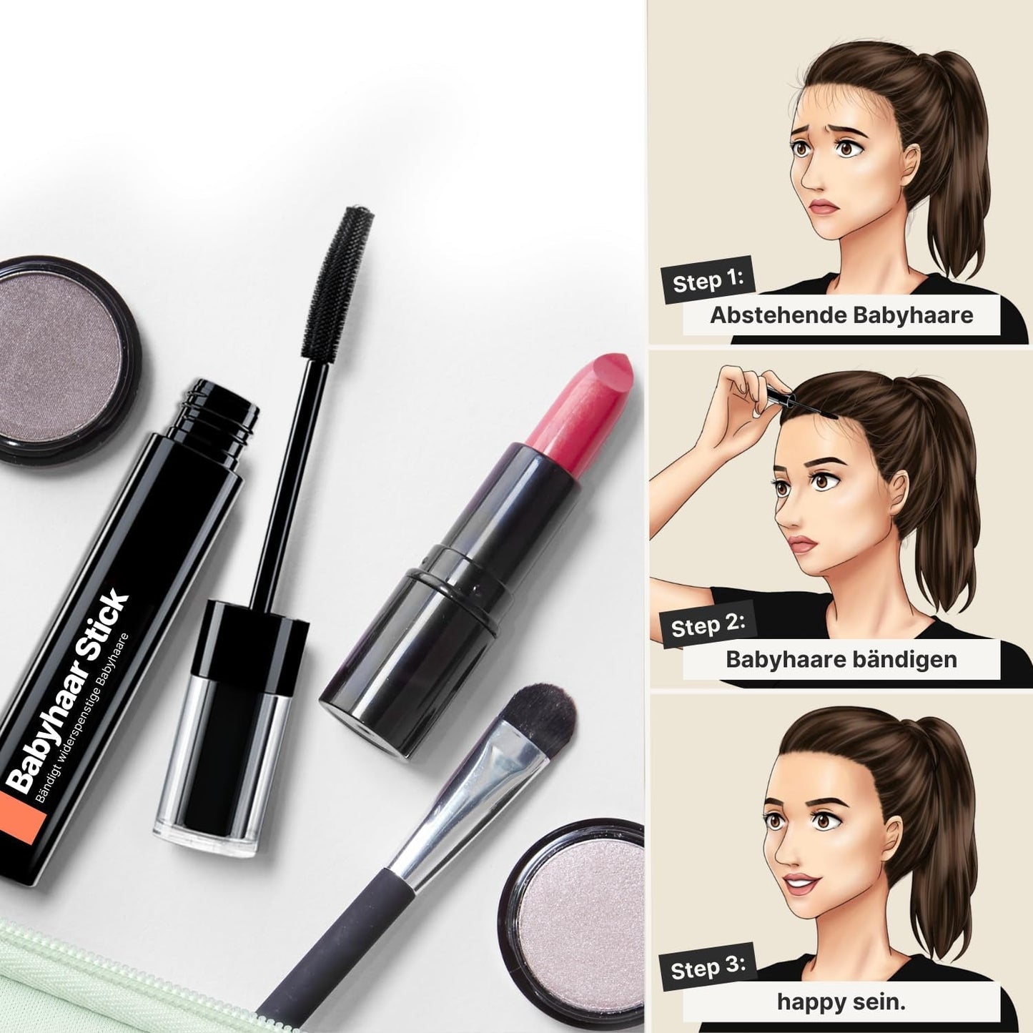 IMPERIO Hair Finishing Stick für Babyhaar – Premium-Mascara für Babyhaar, um feines und kaputtes Haar zu bändigen – 12 ml Transparente Haarfarbe Naty Shop