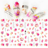 JMEOWIO Nagelsticker Frühling Blume 9 Blatt Nagelaufkleber Selbstklebend Rosa Blüte Nail Art Sticker Dekoration Nageldesign Zubehör