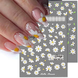5D geprägte weiße Gänseblümchen-Nagelaufkleber, Blumen, Nagelaufkleber, Blumen, Folie, selbstklebende Aufkleber, Nagelkunstaufkleber, Gänseblümchen, Nageldekorationszubehör, Blumendesign-Aufkleber, Nagelkunst
