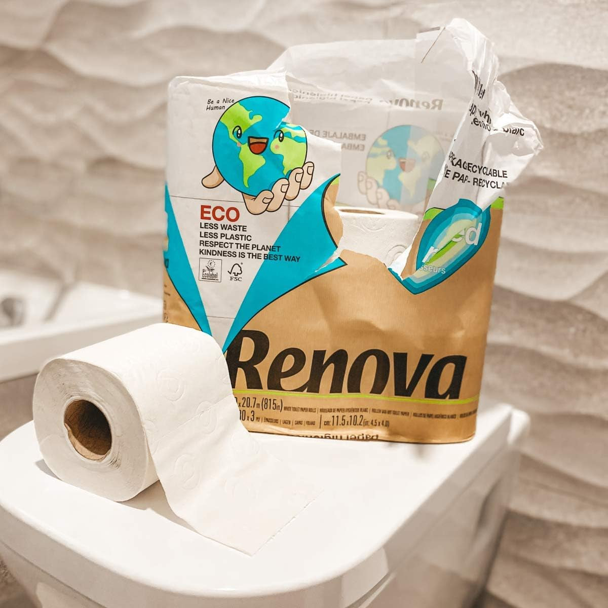 Renova 100 % RECYCLED Toilettenpapier 9 Rollen, weiß, normal